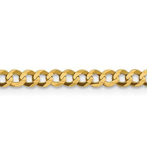 3.75mm 14K Yellow Gold Solid Light Flat Curb Chain Necklace, 20 Inch